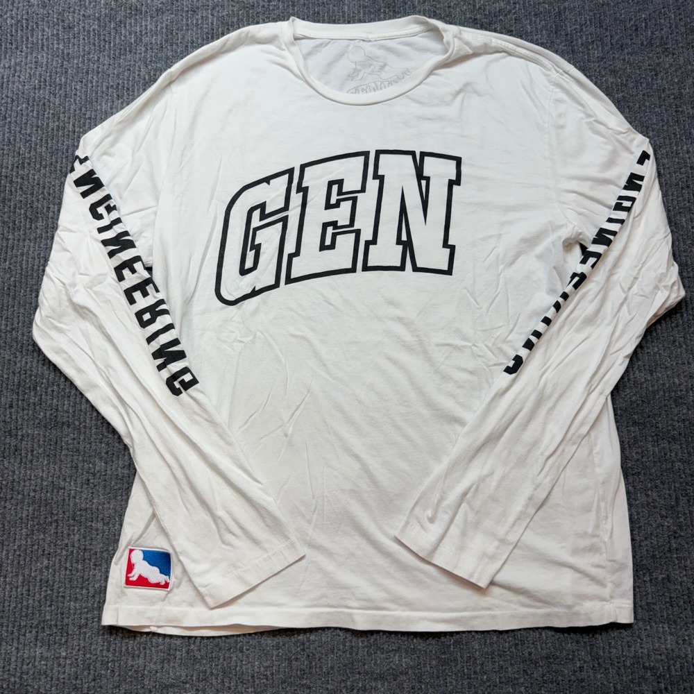 Genius Engineering GEN IUS Mens 2XL White Long Sleeve Graphic T-Shirt Cotton